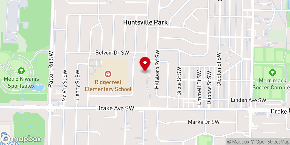 Map showing location of The Body of Christ Church, Huntsville, AL