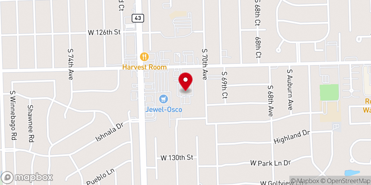 Map showing location of Palos Heights Christian Reformed Church