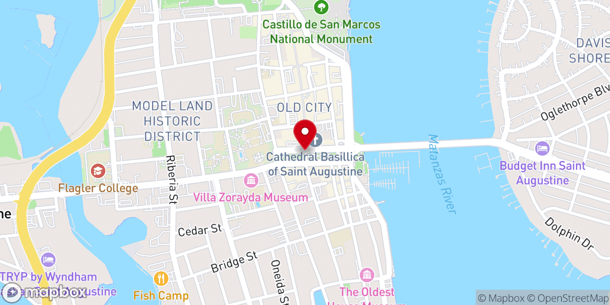 Map showing location of Historic Downtown St. Augustine