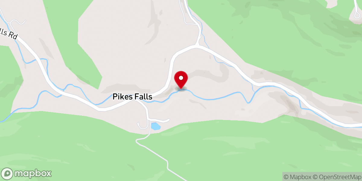 Map showing location of Pikes Falls