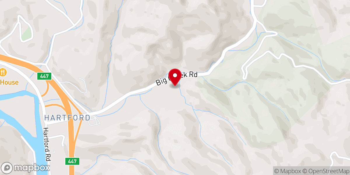 Map showing location of Pigeon Valley Baptist Church