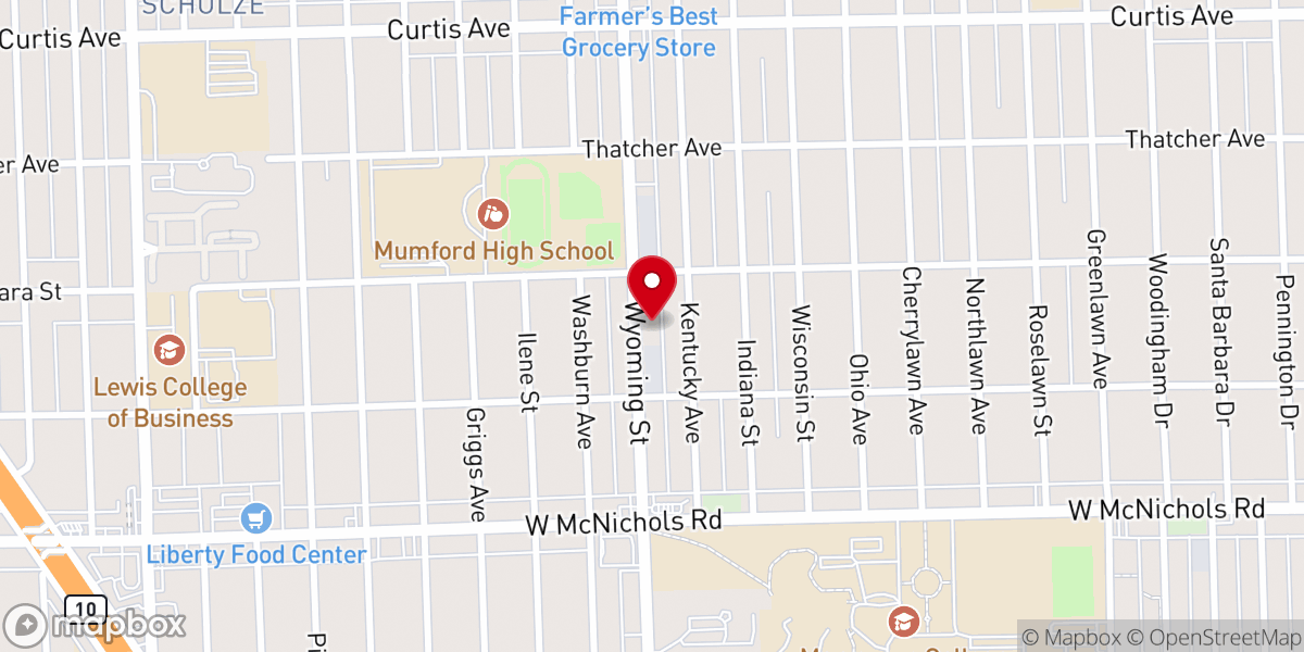 Map showing location of Unity Temple-Apostolic Faith