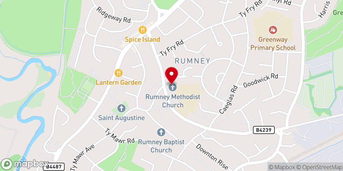 Map showing location of Tabernacle Pentecostal Church (TPC - Cardiff)
