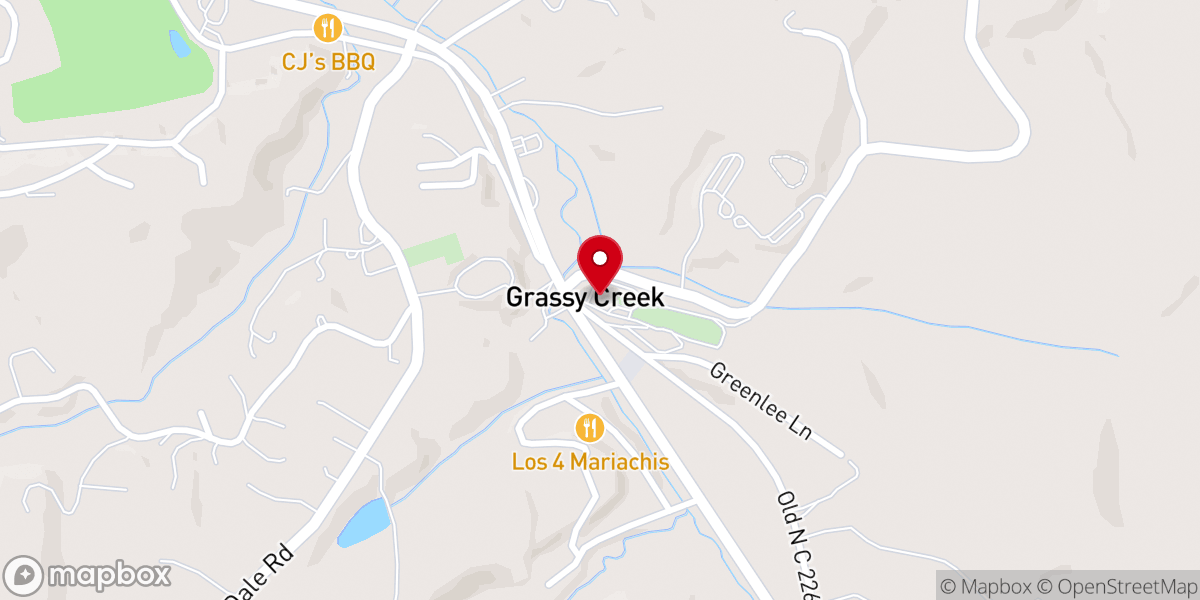 Map showing location of Grassy Creek Baptist Church