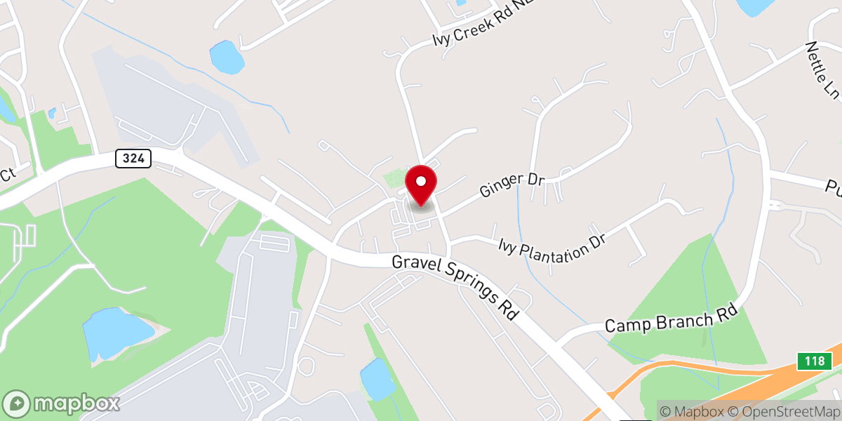 Map showing location of Ivy Creek Baptist Church