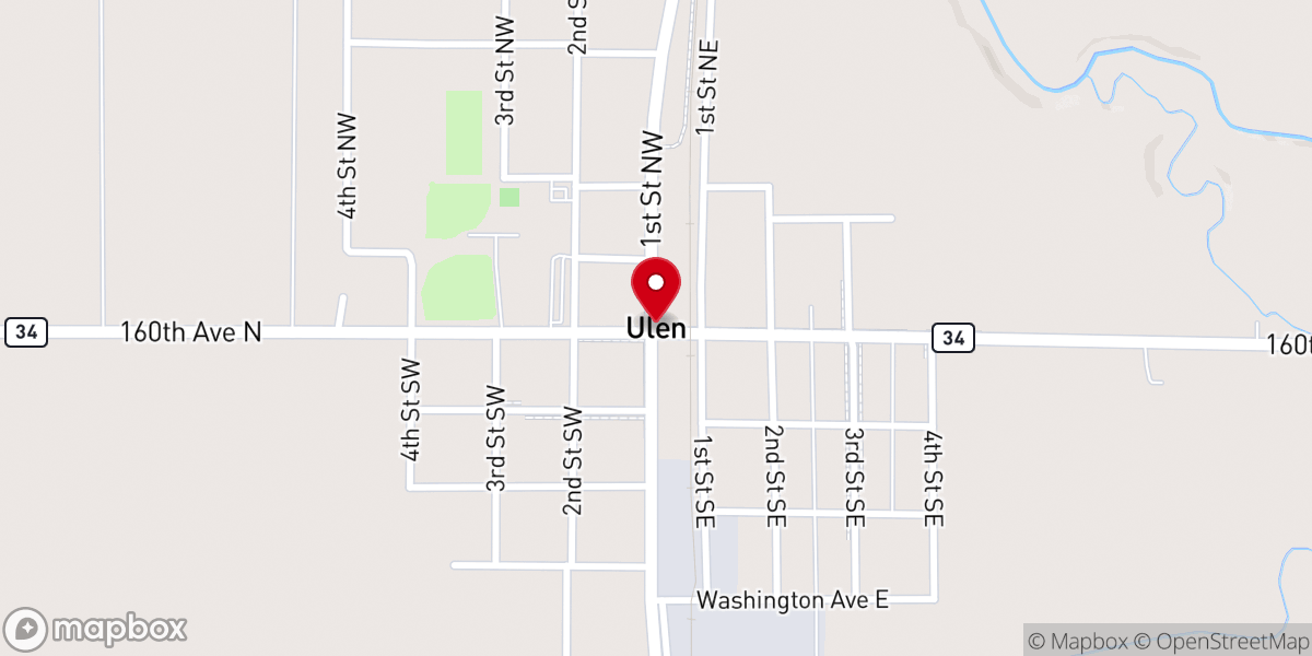 Map showing location of Ulen
