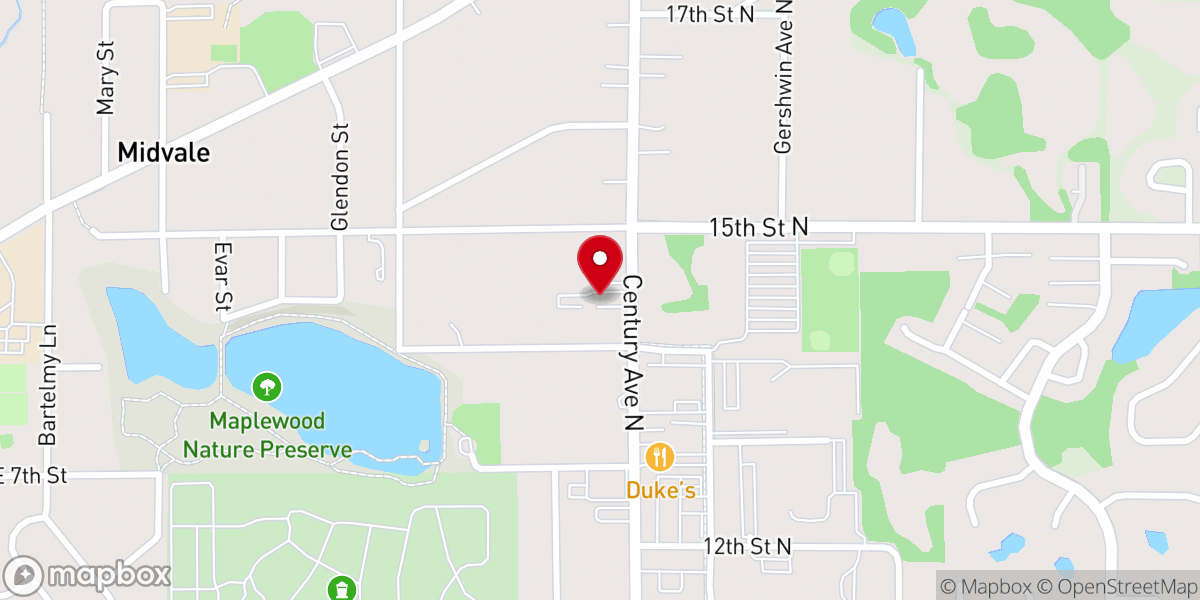 Map showing location of Kingdom Hall of Jehovah's Witnesses--Mounds Park, Oakdale, & Century Spanish