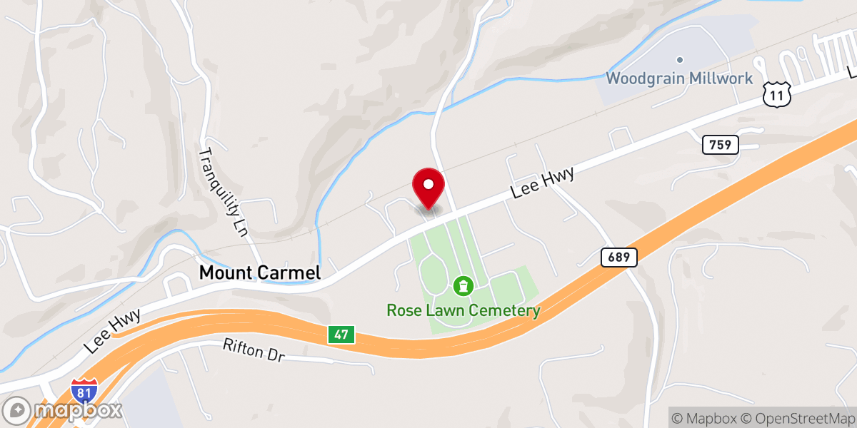 Map showing location of Mount Carmel United Methodist Church