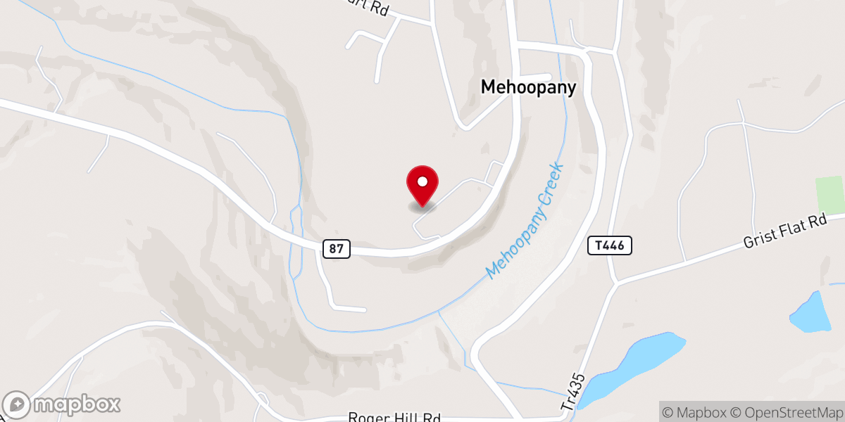 Map showing location of Mehoopany Baptist Church