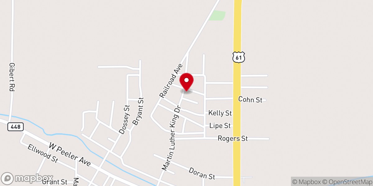 Map showing location of Mt Tabor Baptist Church