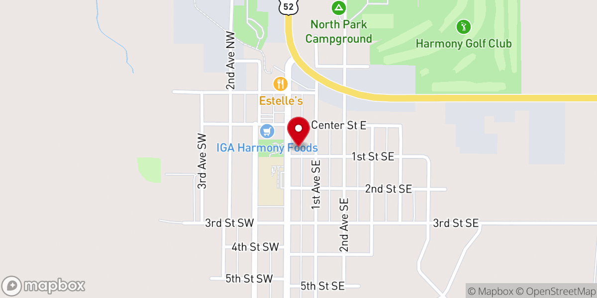 Map showing location of Harmony United Methodist Church