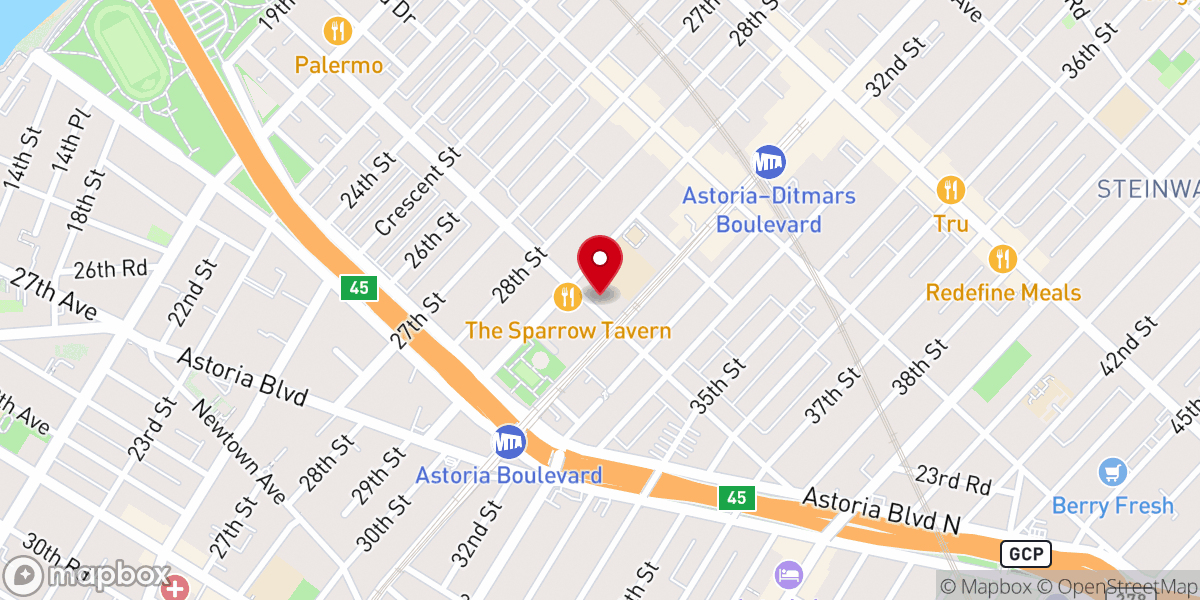 Map showing location of Bohemian Hall & Beer Garden