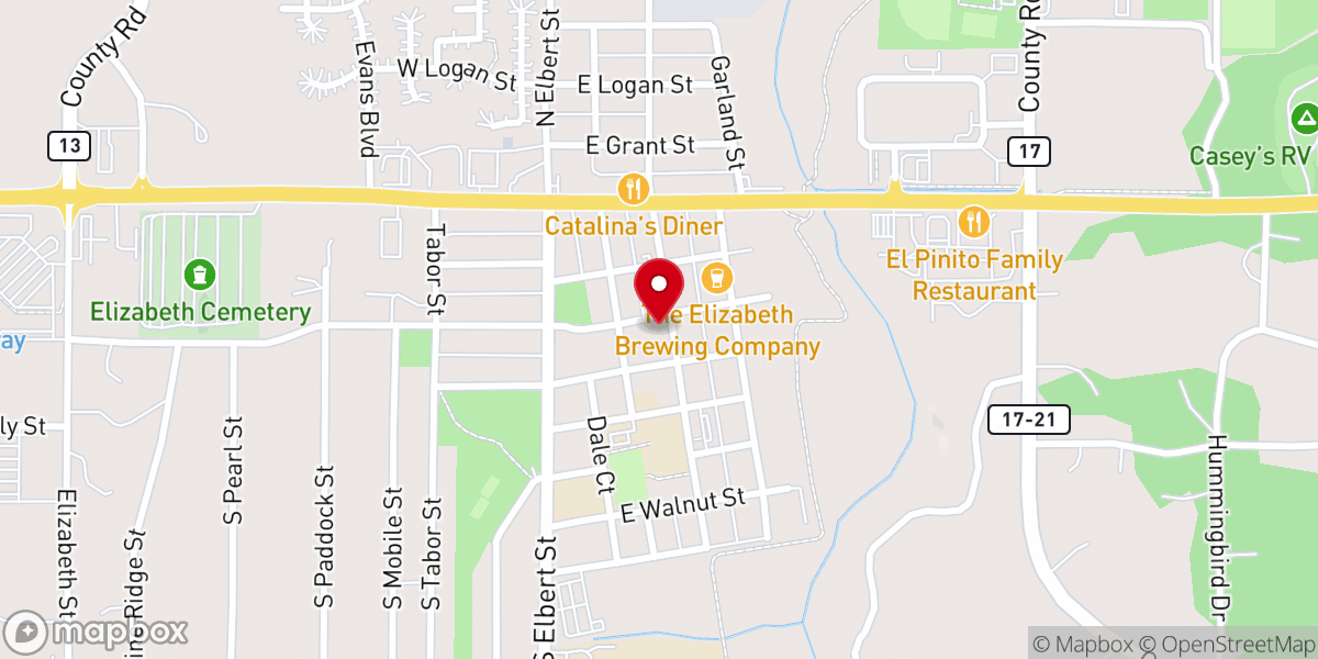 Map showing location of Elizabeth Presbyterian Church