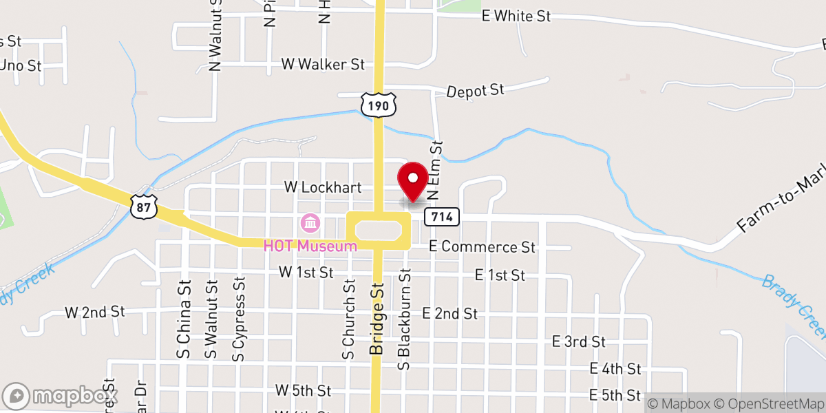 Map showing location of City of Brady