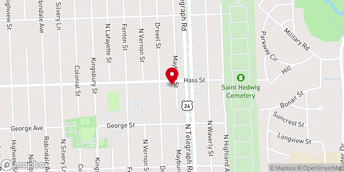 Map showing location of New Hope Baptist Church