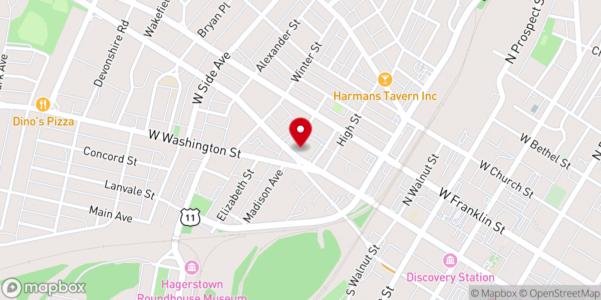 Map showing location of Washington Square United Methodist Church