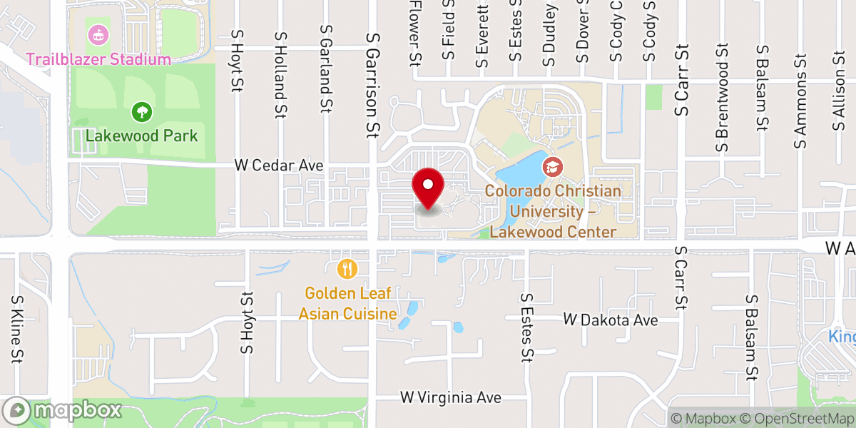 Map showing location of Mile Hi Church