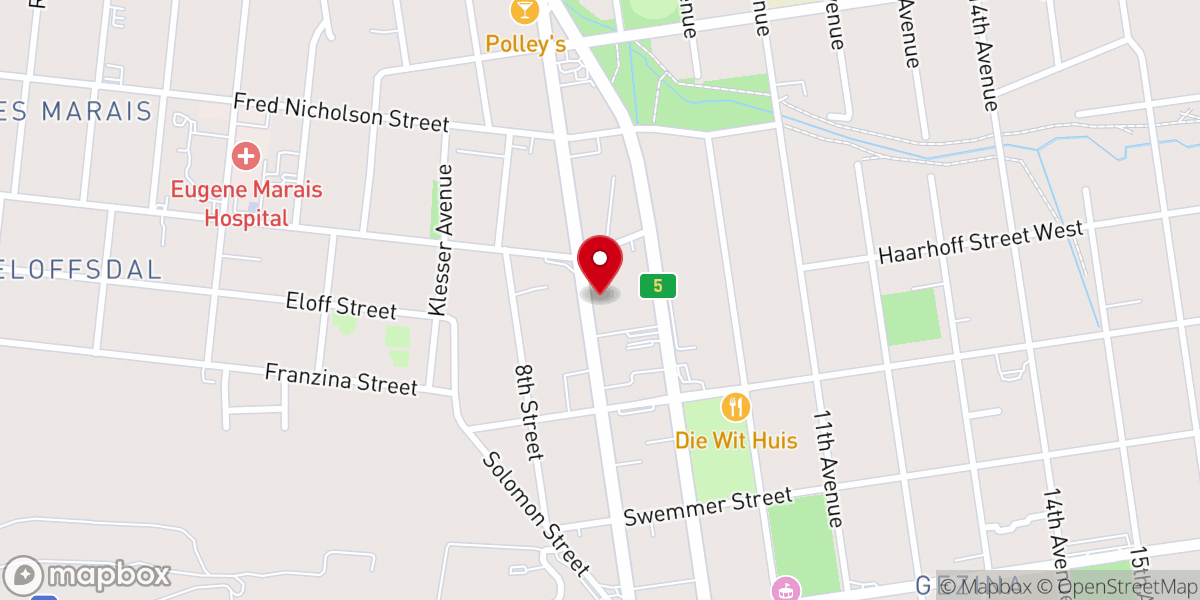 Map showing location of Christ Embassy Pretoria