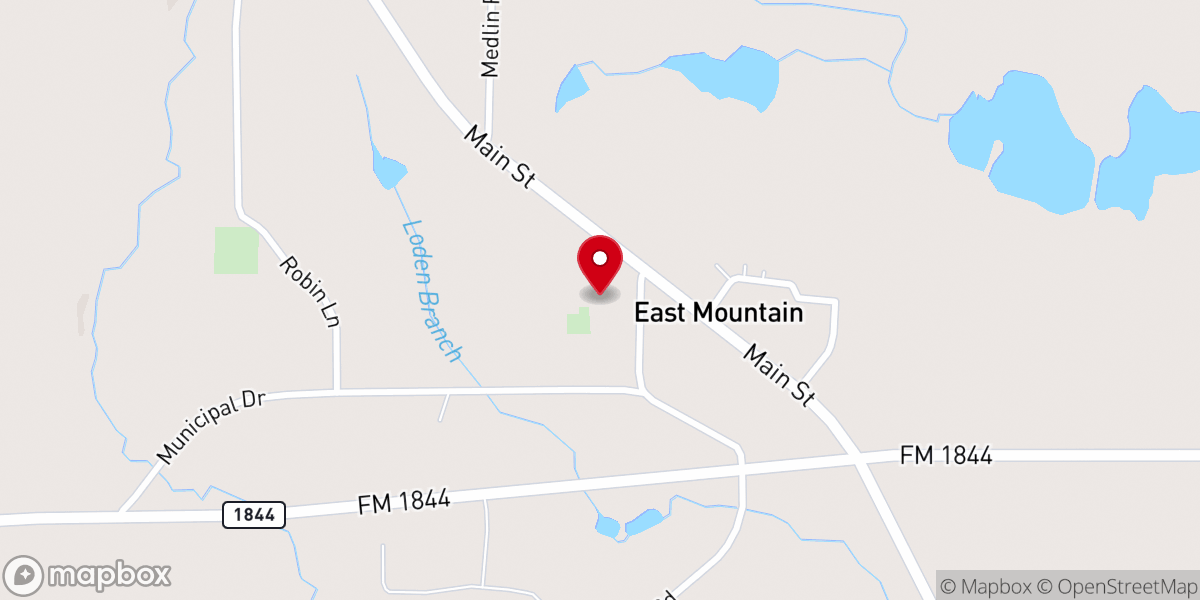 Map showing location of East Mountain Baptist Church