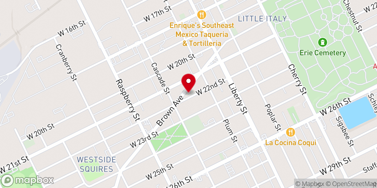 Map showing location of Erie Church Of God