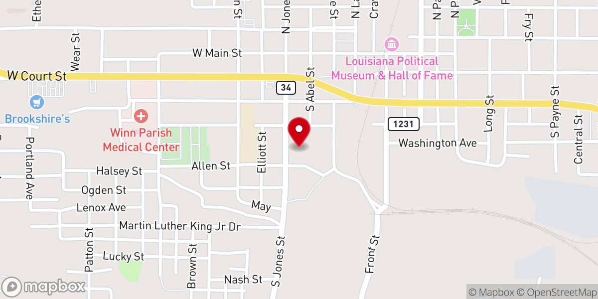 Map showing location of Winnfield City Jail