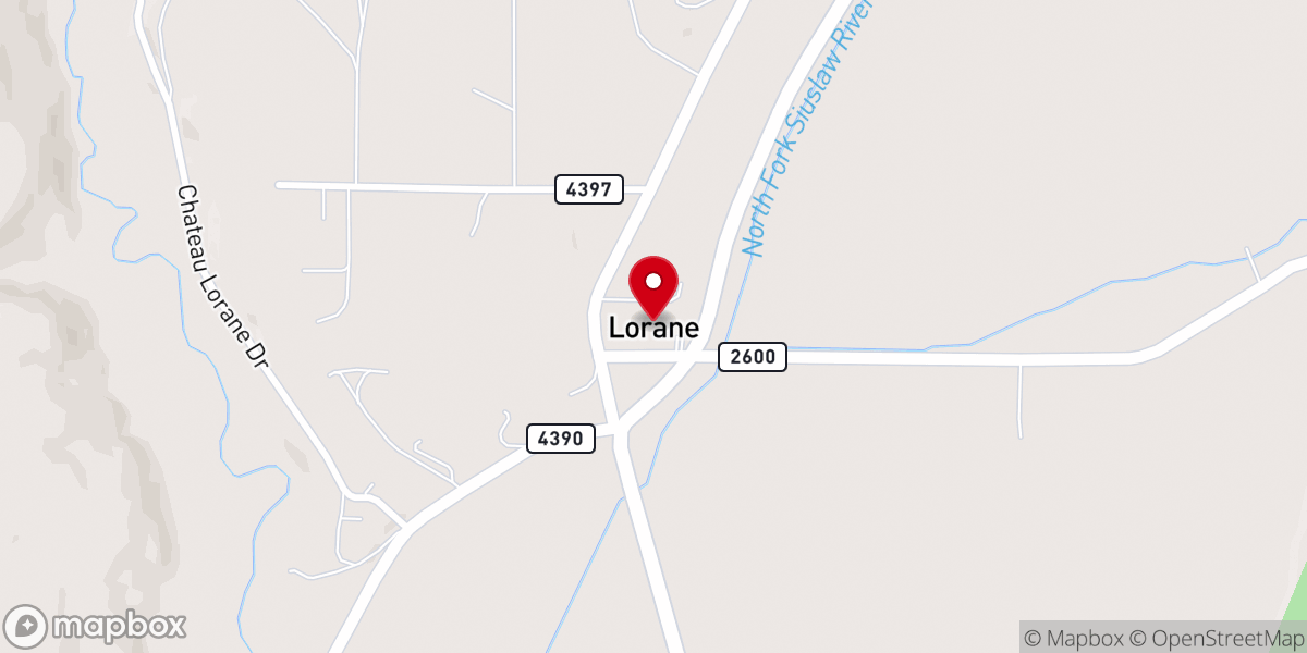 Map showing location of Lorane