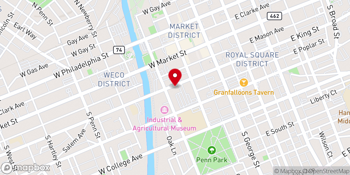 Map showing location of First St John's Lutheran Church