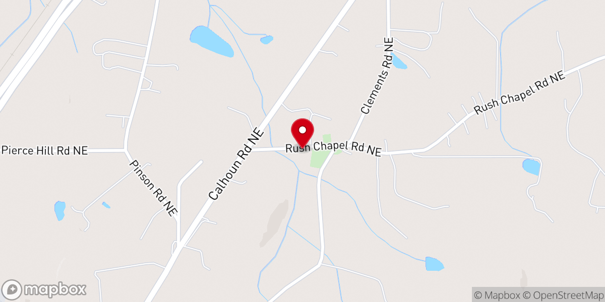 Map showing location of Rush Chapel United Methodist Church