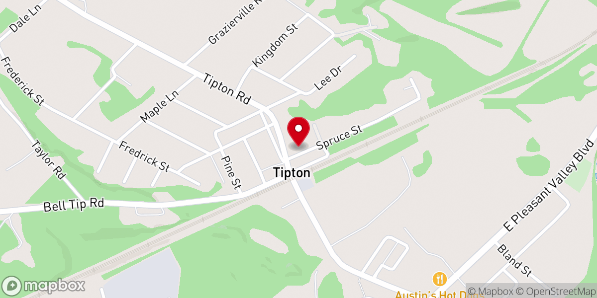 Map showing location of Tipton United Methodist Church