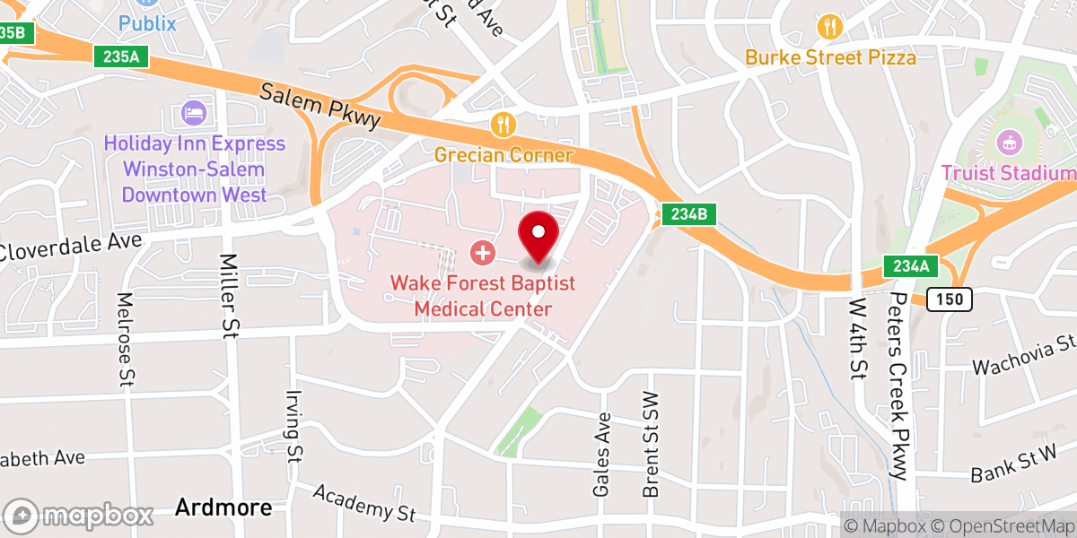 Map showing location of Atrium Health Wake Forest Baptist | Davis Memorial Chapel