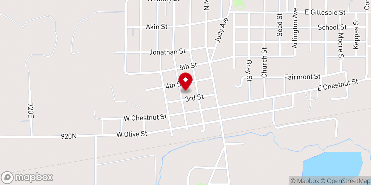 Map showing location of Assembly of God Church