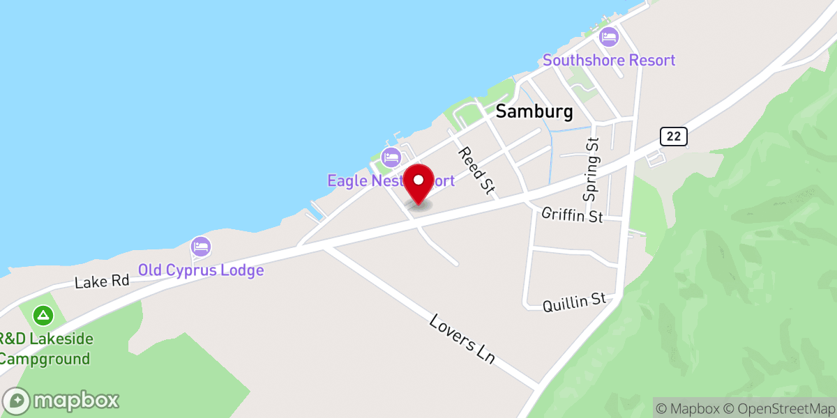 Map showing location of Samburg Pentecostal Church