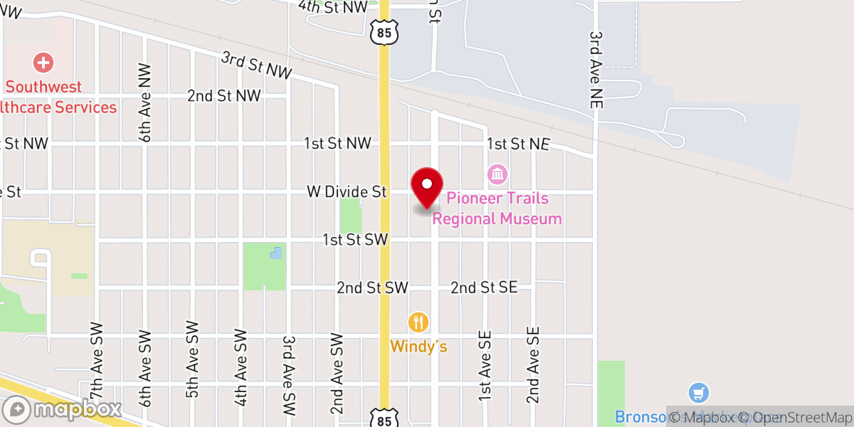 Map showing location of Bowman County Pioneer