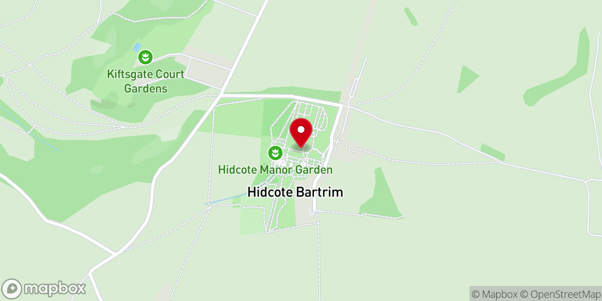 Map showing location of Hidcote Manor