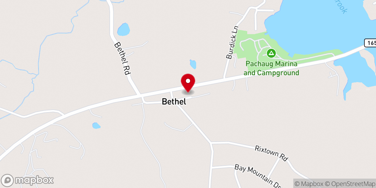 Map showing location of Bethel Community United Methodist Church