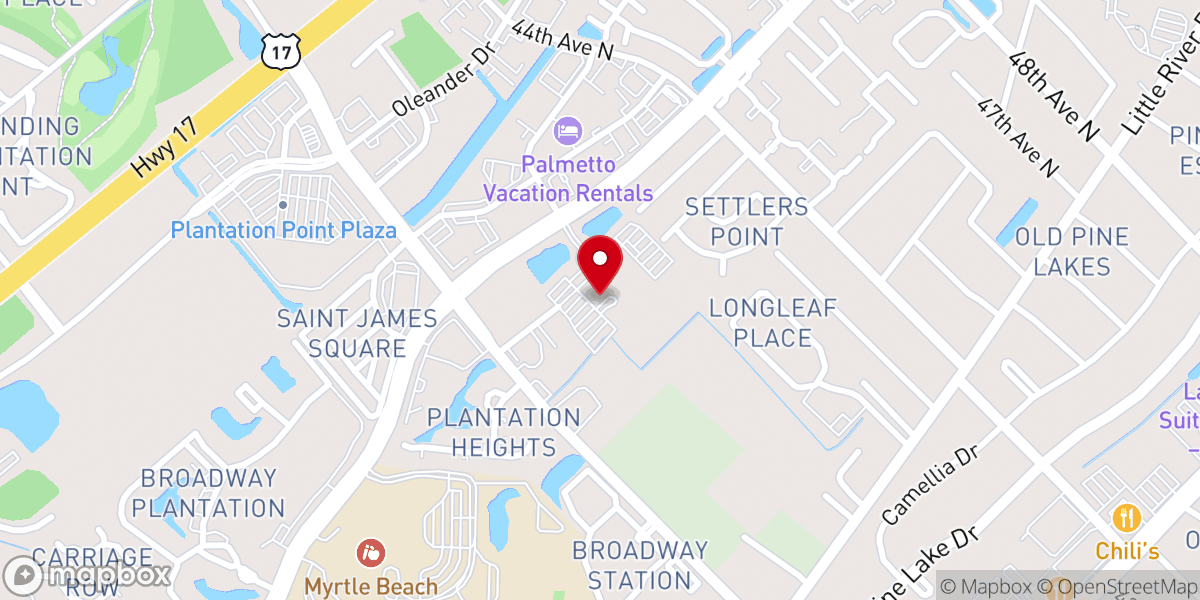 Map showing location of First Presbyterian Church of Myrtle Beach