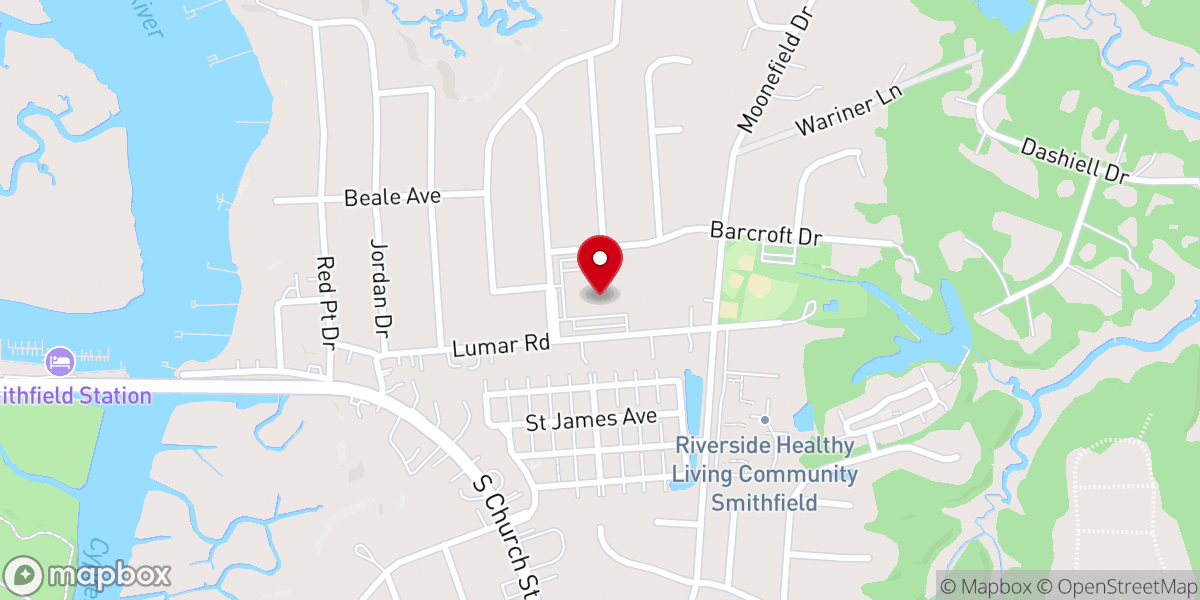 Map showing location of Smithfield Baptist Church