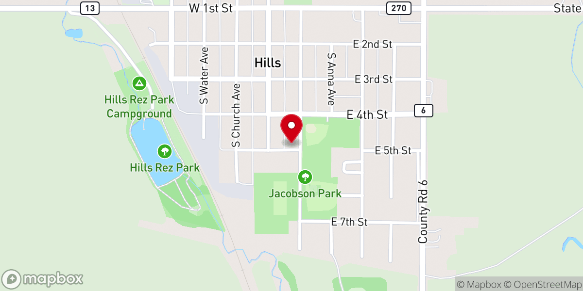 Map showing location of Hills United Reformed Church