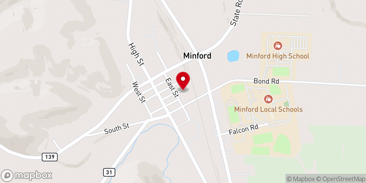 Map showing location of Minford Methodist Church