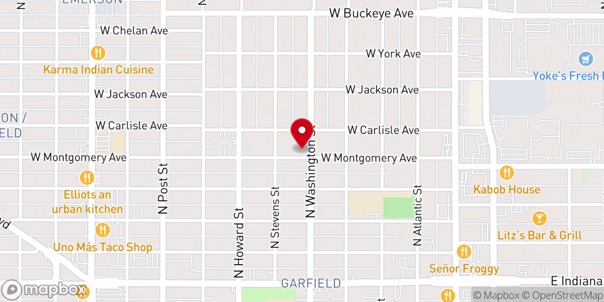 Map showing location of Spokane Korean Church of Glory to God