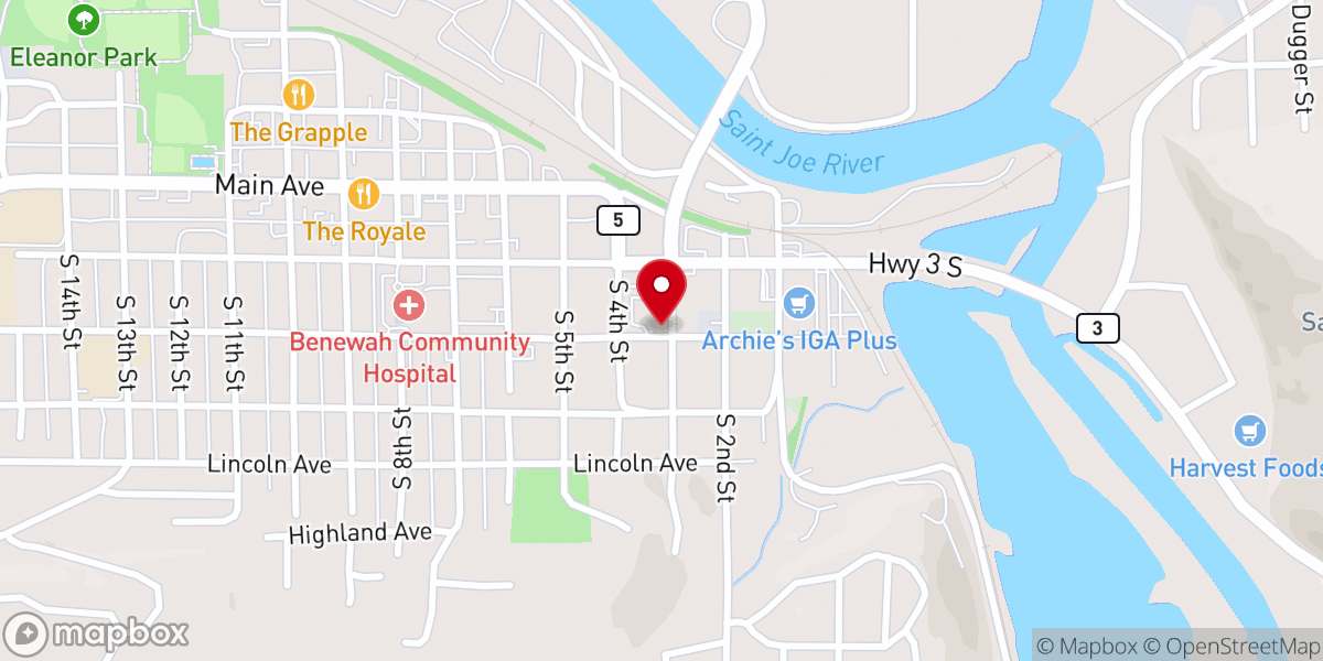 Map showing location of St Maries