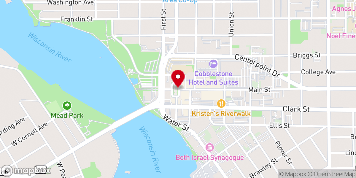 Map showing location of Stevens Point Farmers Market