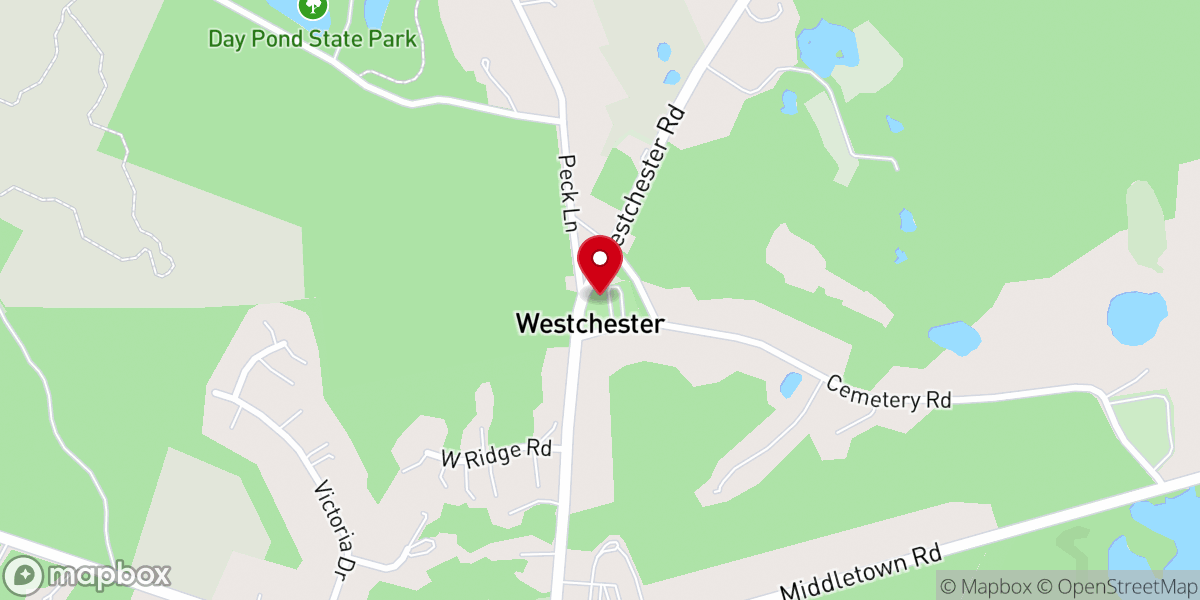 Map showing location of Westchester Congregational Church