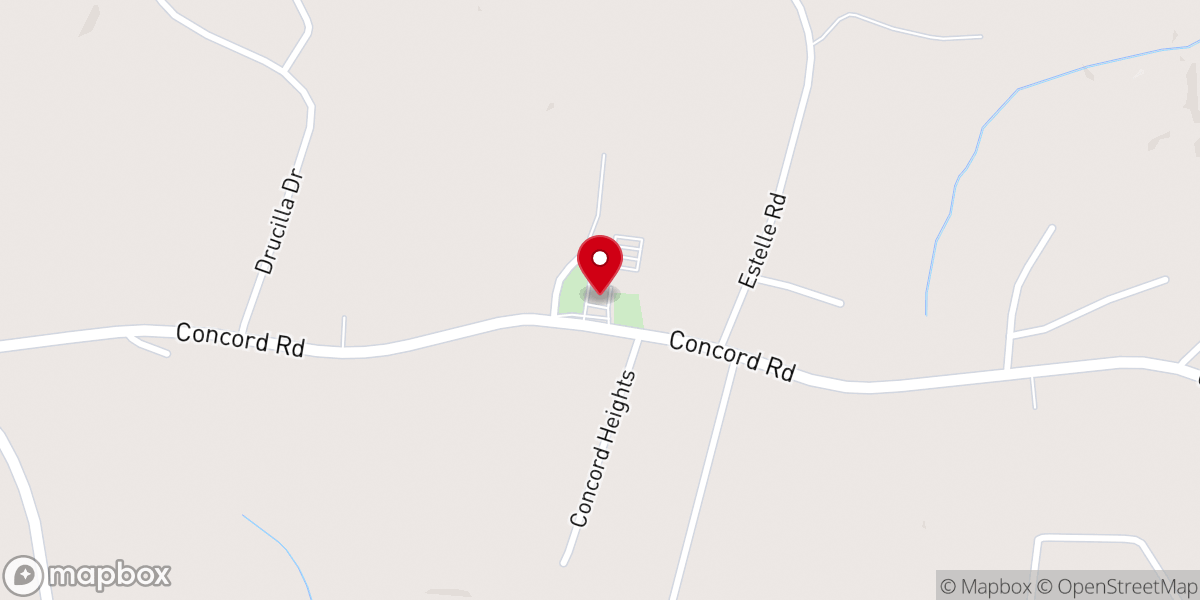 Map showing location of Concord Baptist Church