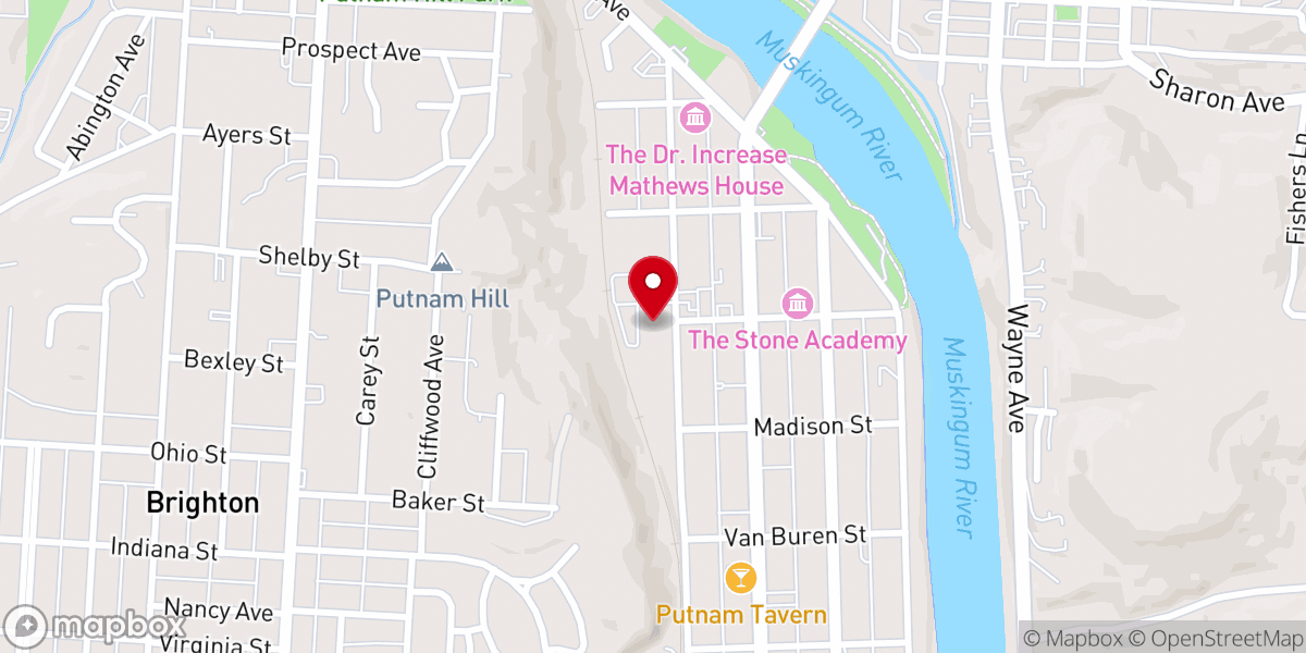 Map showing location of Putnam Presbyterian Church