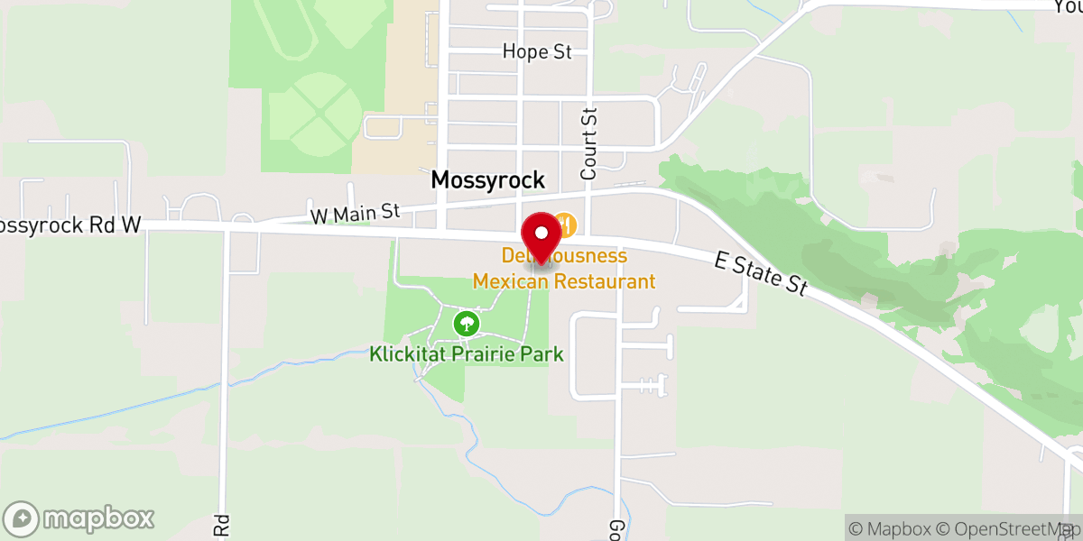 Map showing location of Mossyrock Community Center