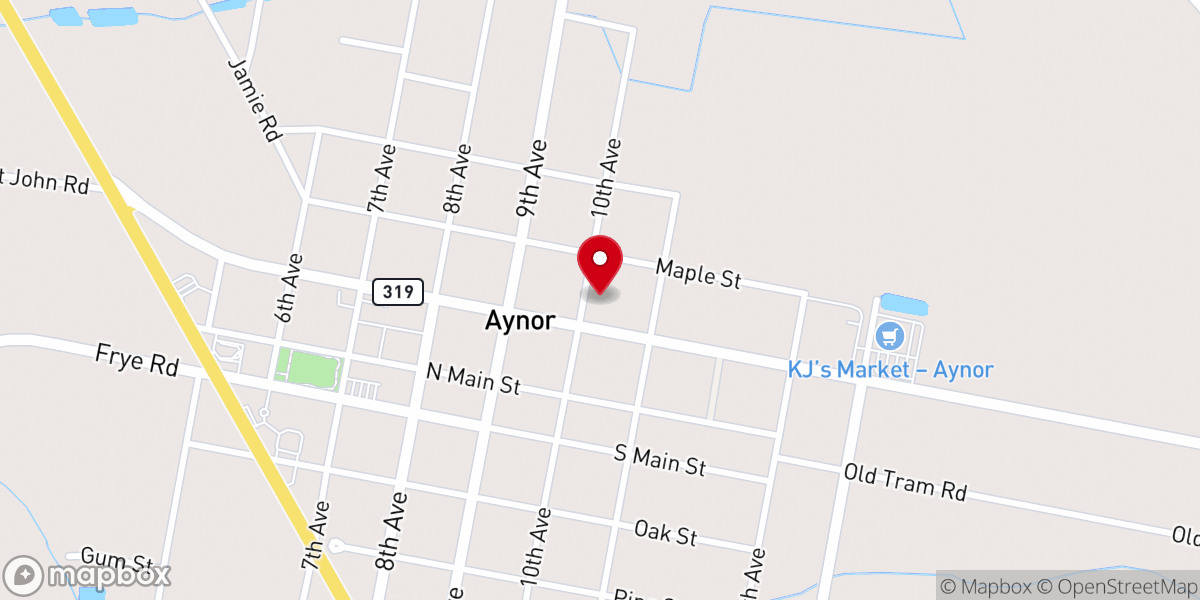 Map showing location of Aynor United Methodist Church