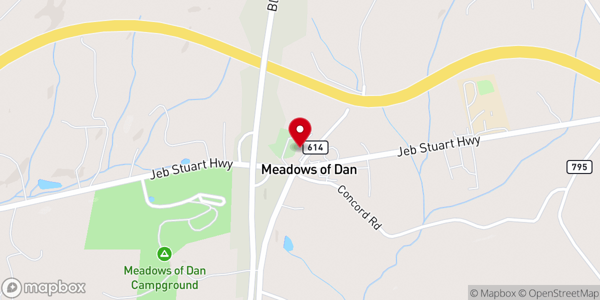 Map showing location of Meadows of Dan Baptist Church