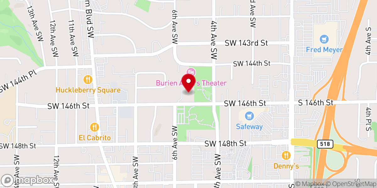 Map showing location of Burien Evangelical Church