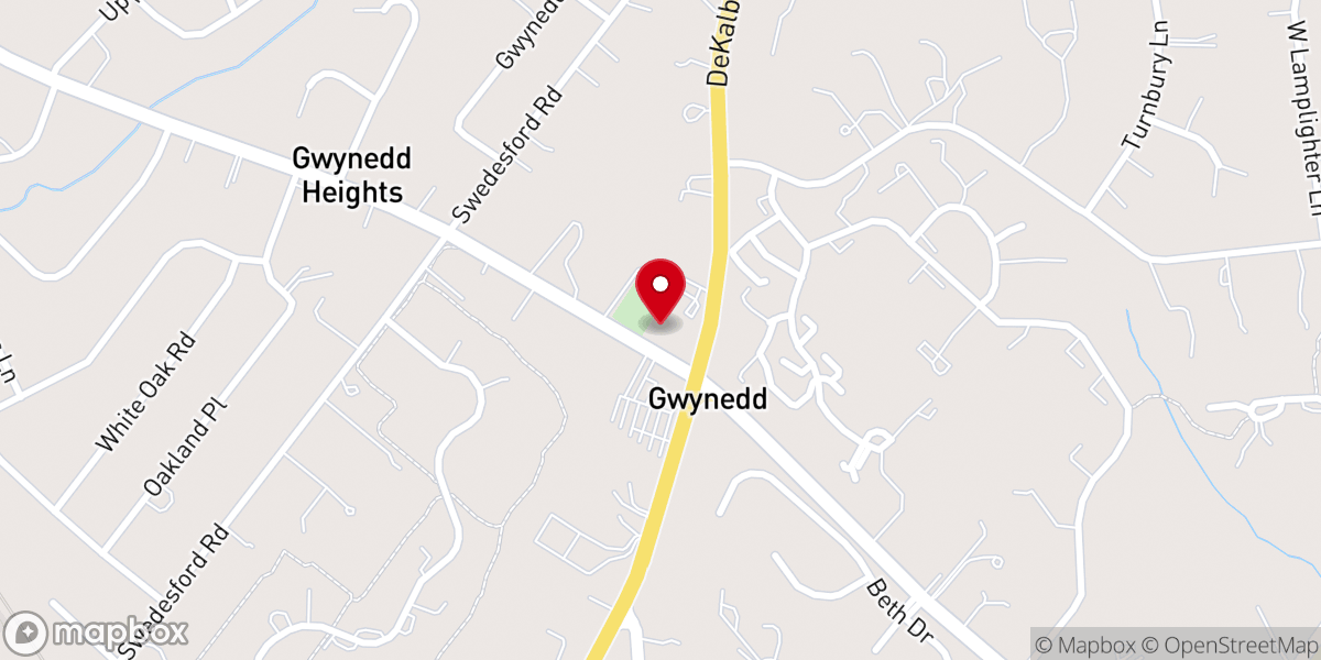 Map showing location of Gwynedd Friends Meeting